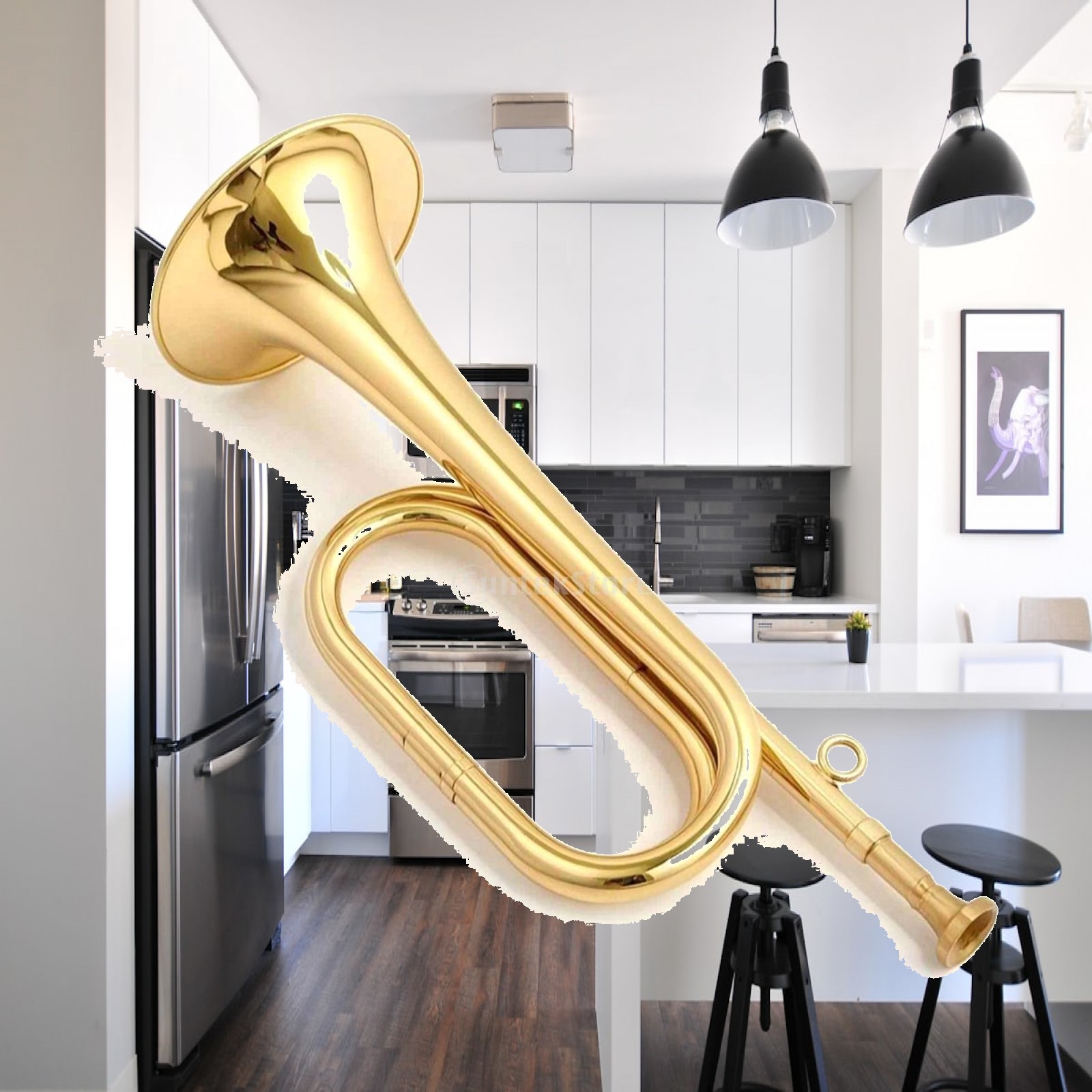 Musical Instrument Bugle - Mini Pirinç Müzik Aleti, Kompakt Trompet,