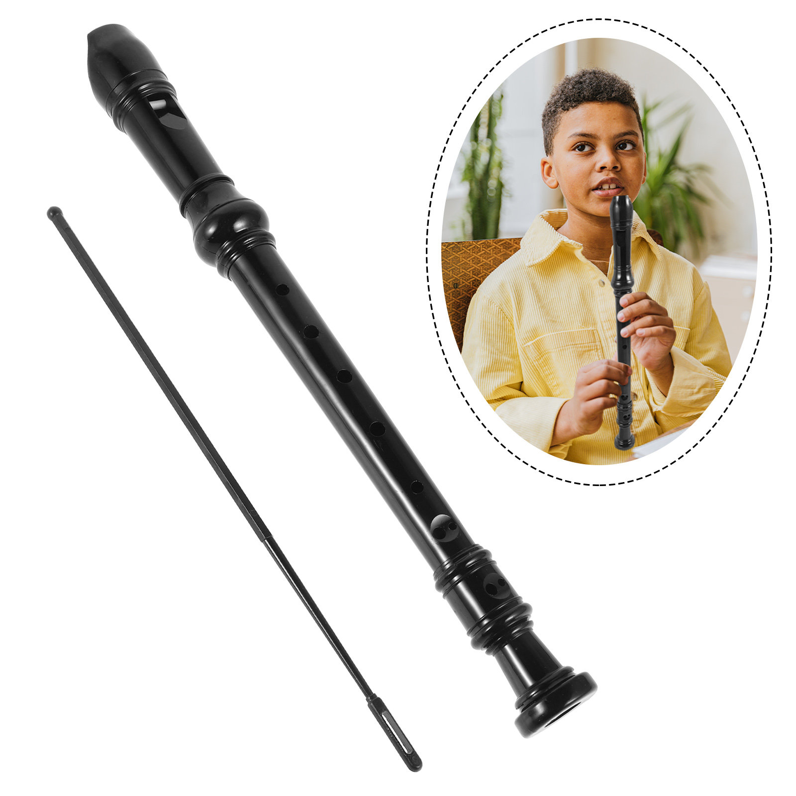 Soprano Recorder Plastic - 8 Delikli, Siyah, Şeffaf ABS Malzemeden